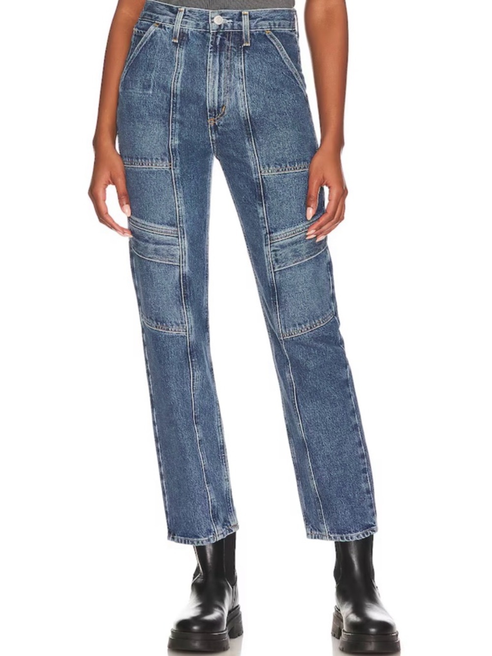Agolde Jeans Cooper Cargo Straight Leg High Waist Cotton In Regulation Sz 27